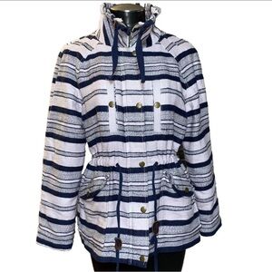 LOFT striped blue/white cozy jacket